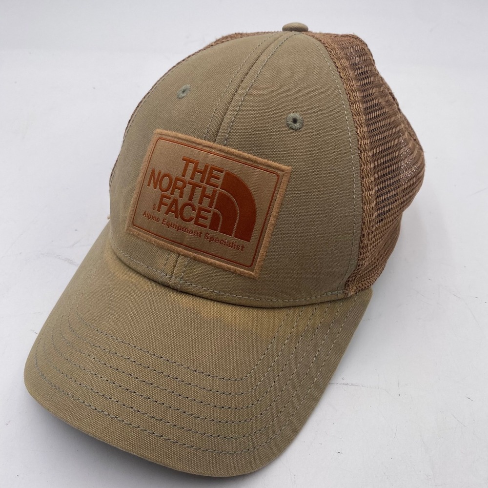 The North Face Mudder Trucker Hat Unisex OS Tan Brown Mesh Snapback Cap Outdoor